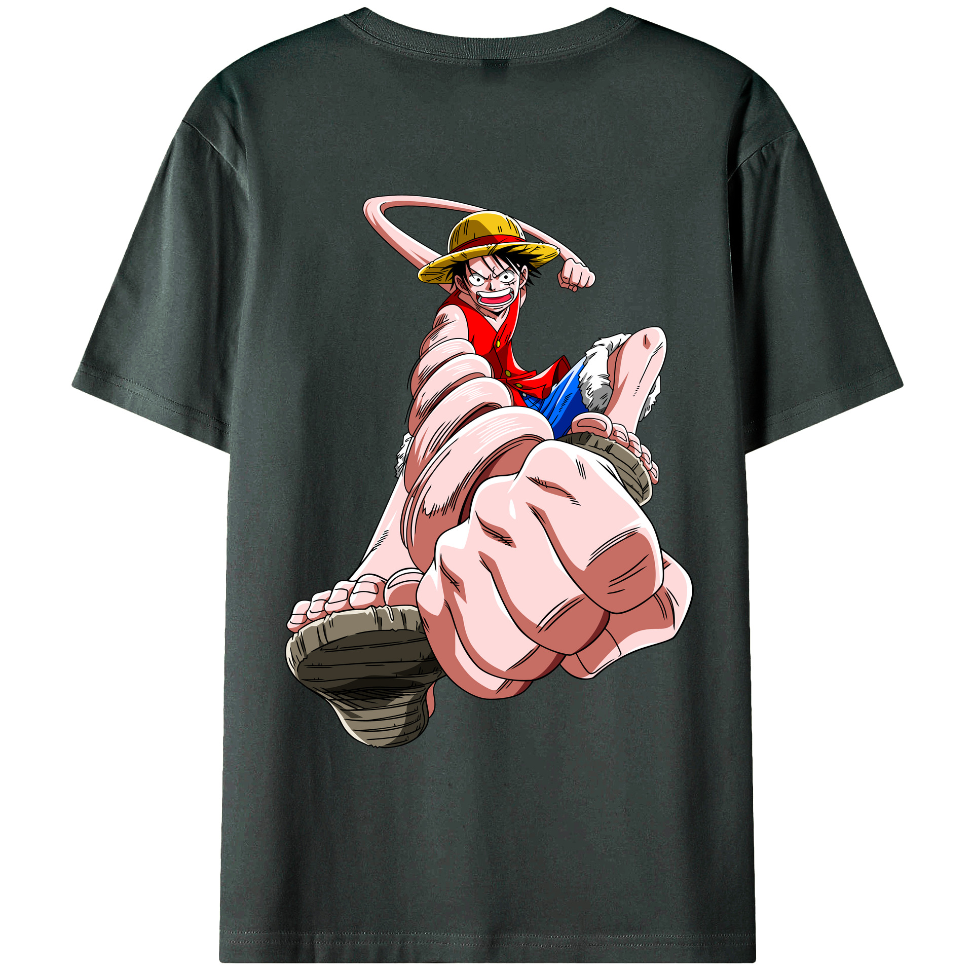 ワンピース モンキー・D・ルフィ ONE PIECE Monkey D. Luffy 綿100％ メンズ半袖Tシャツ（バックプリント） 通気性